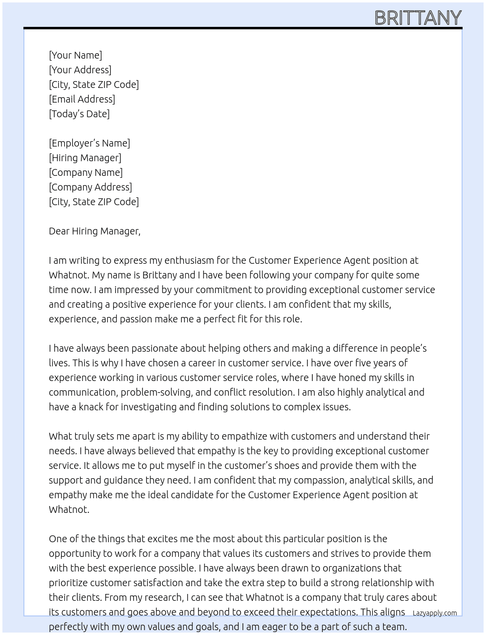 Customer Experience Agent At Whatnot Cover Letter