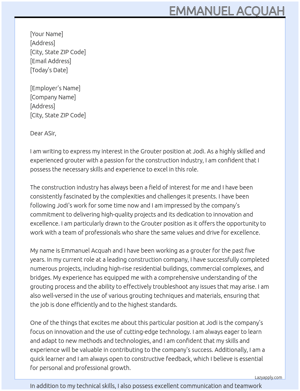 Grouter At Jodi Cover Letter