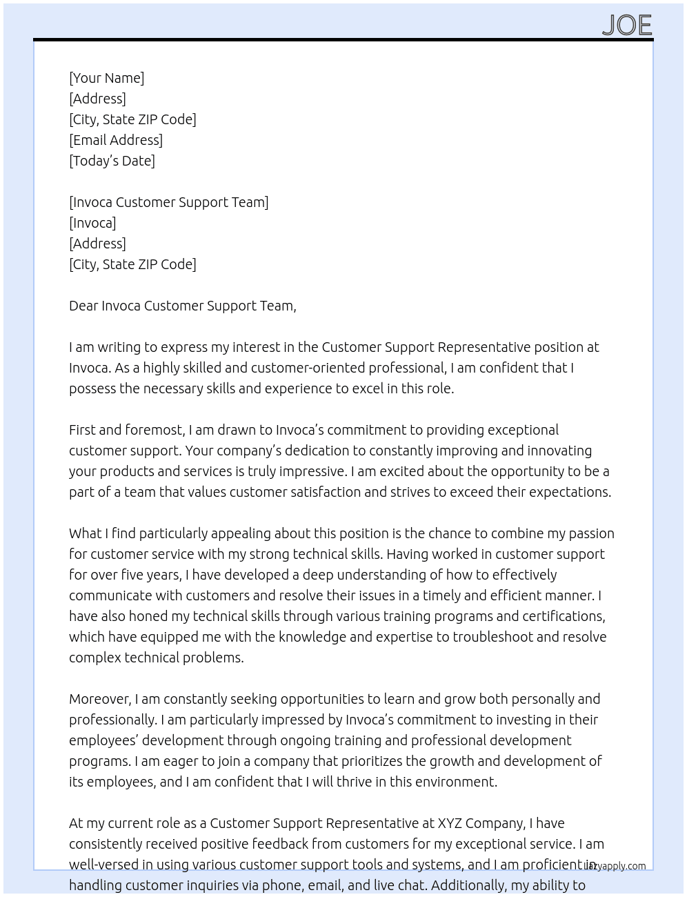 Customer Support Representative At Invoca Cover Letter