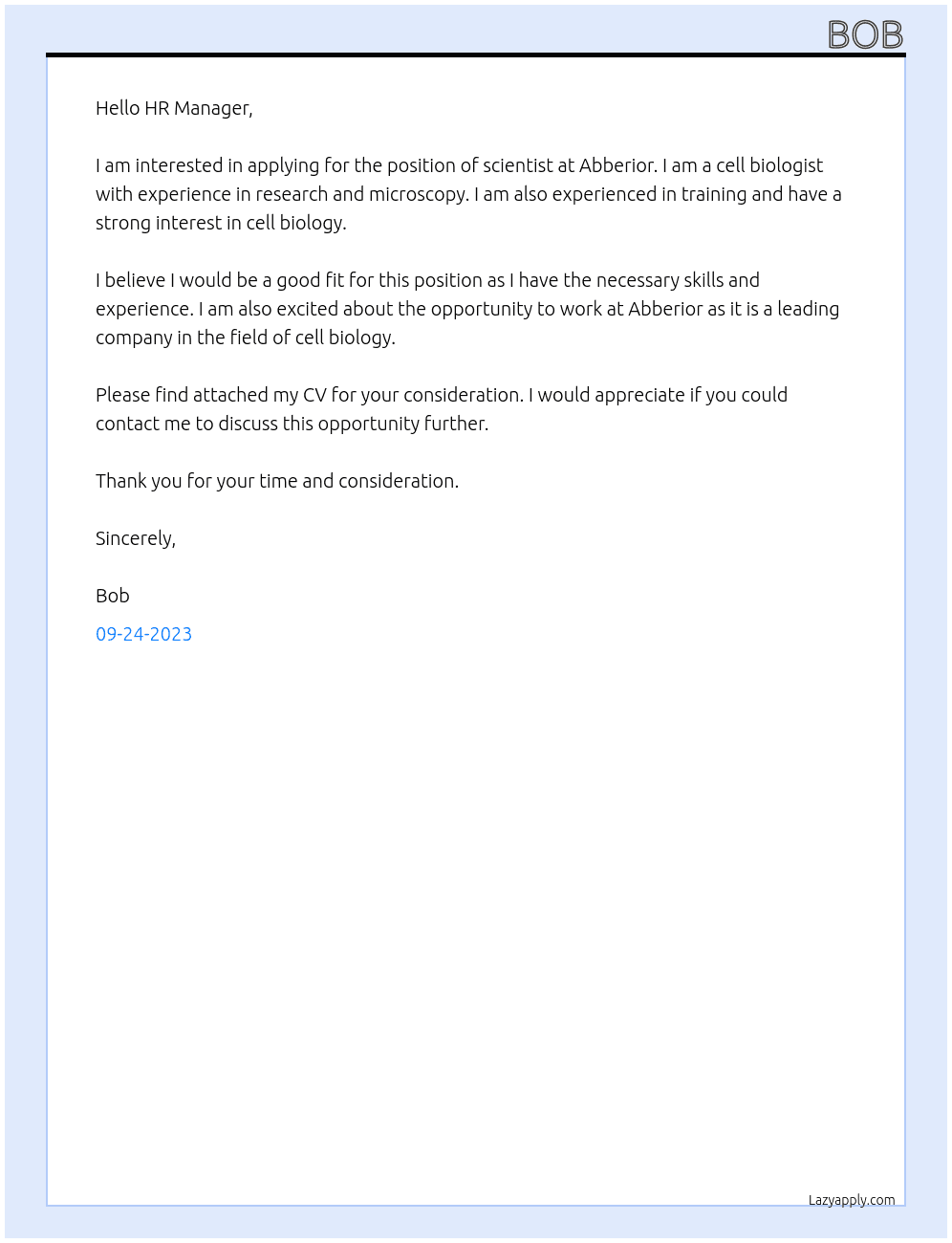 scientist At Abberior Cover Letter