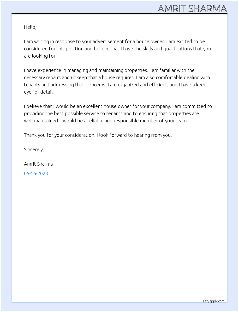 designation letter At kingsmead Cover Letter