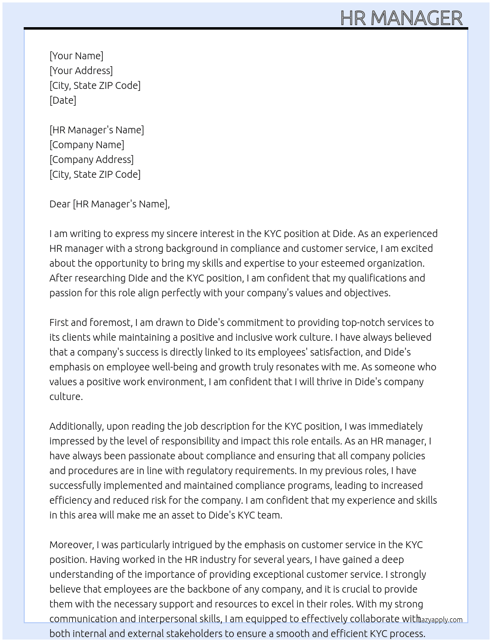 Kyc  At Dide Cover Letter