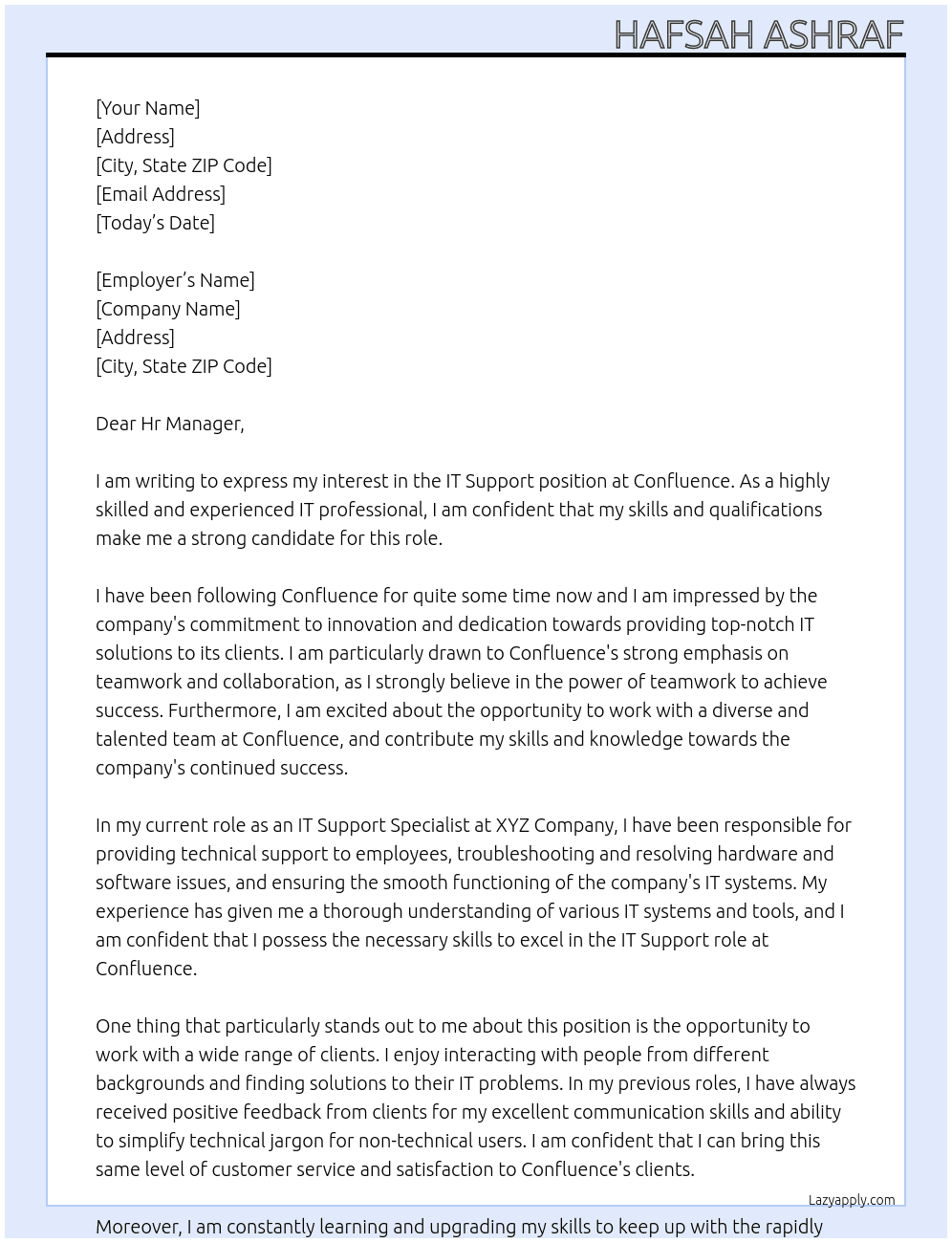 it support At Confluence Cover Letter