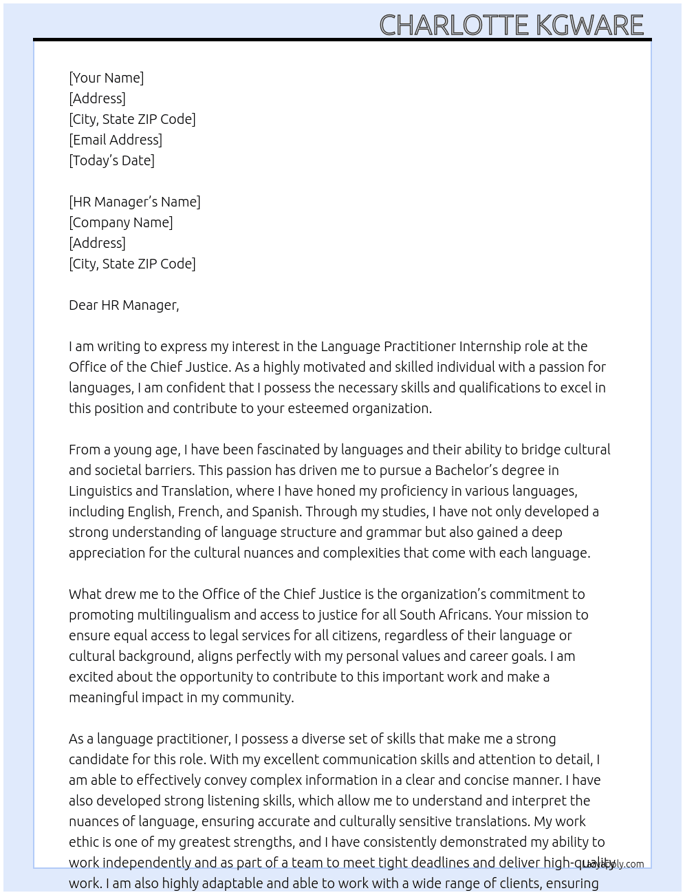 Language Practitioner  At Office of the Chief Justice Cover Letter