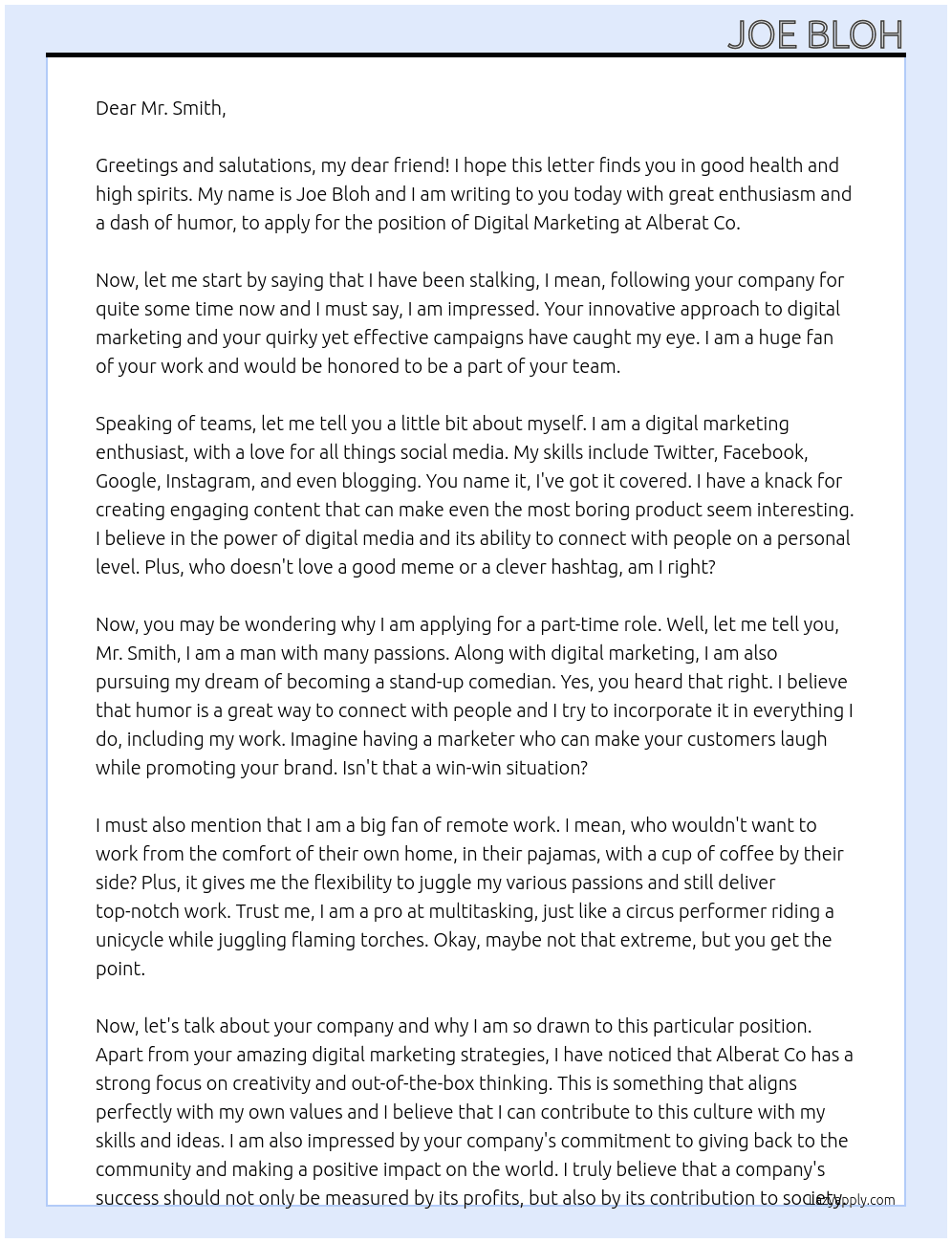Digital Marketing At Alberat Co Cover Letter