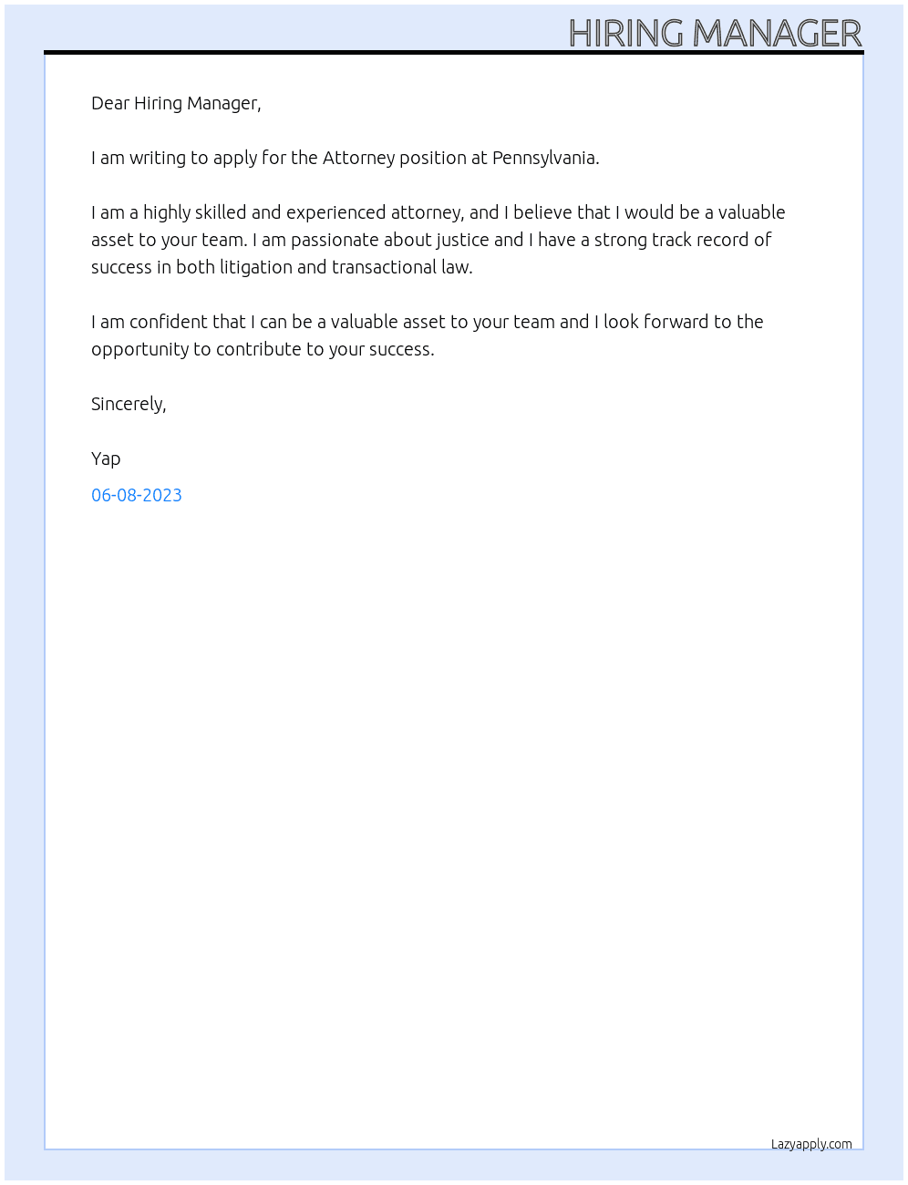 Attorney At Pennsylvania Cover Letter