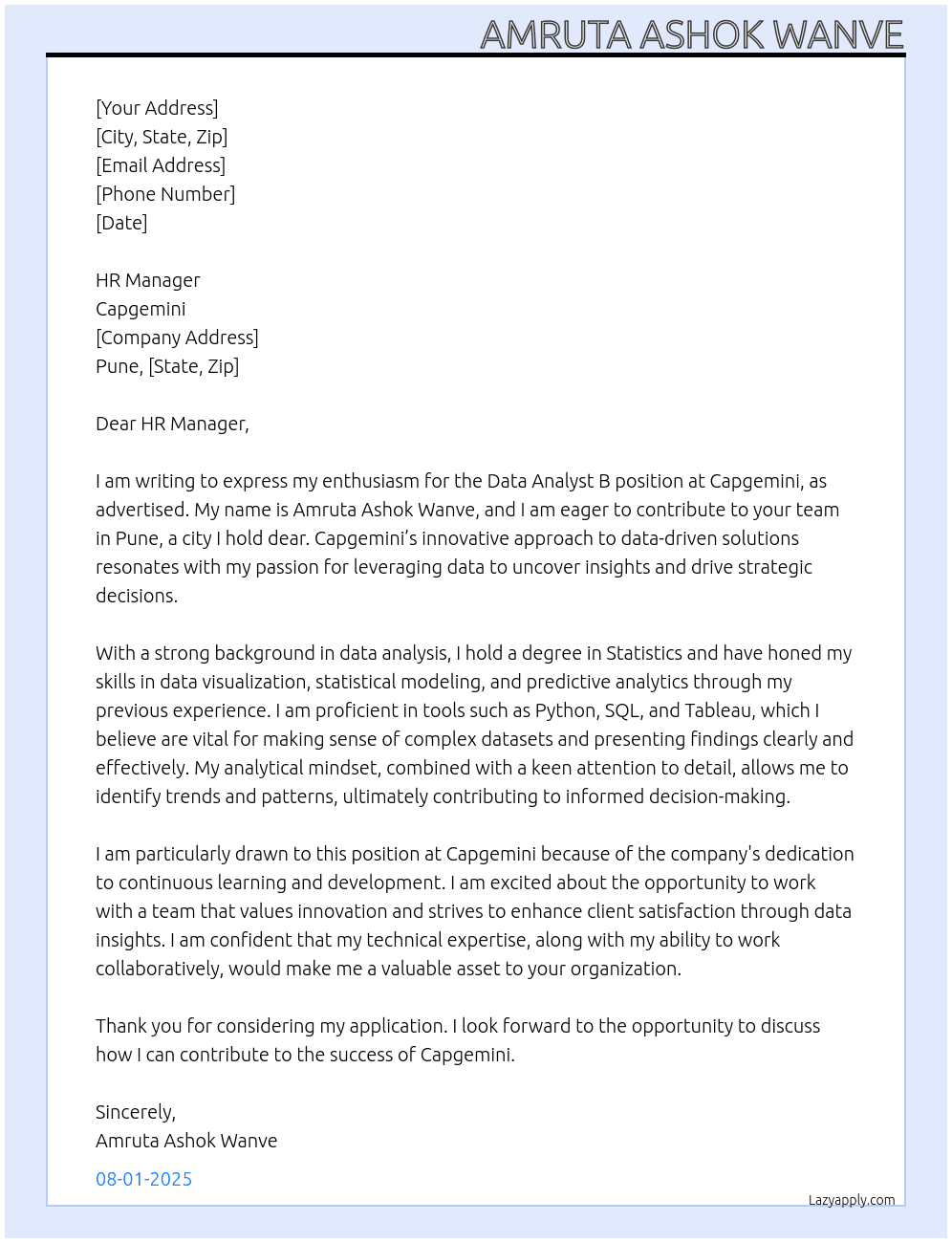 Cover letter for data analyst - b - LazyApply