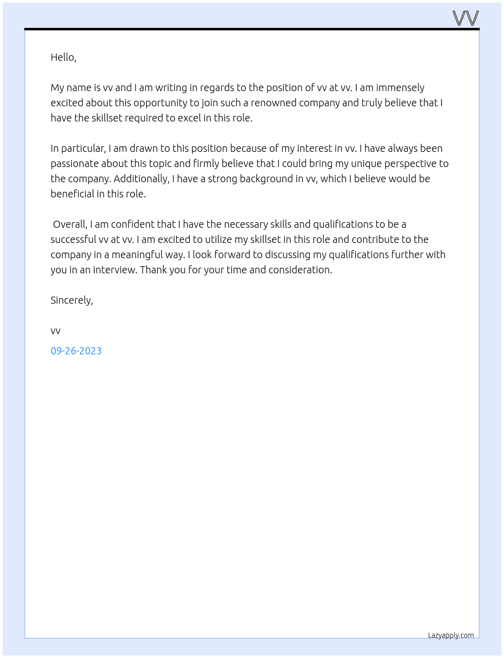 vv At vv Cover Letter