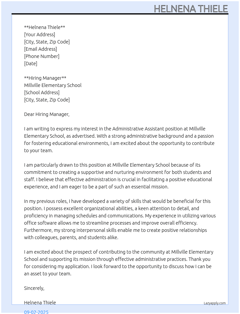 Cover letter for administrative assistance - LazyApply