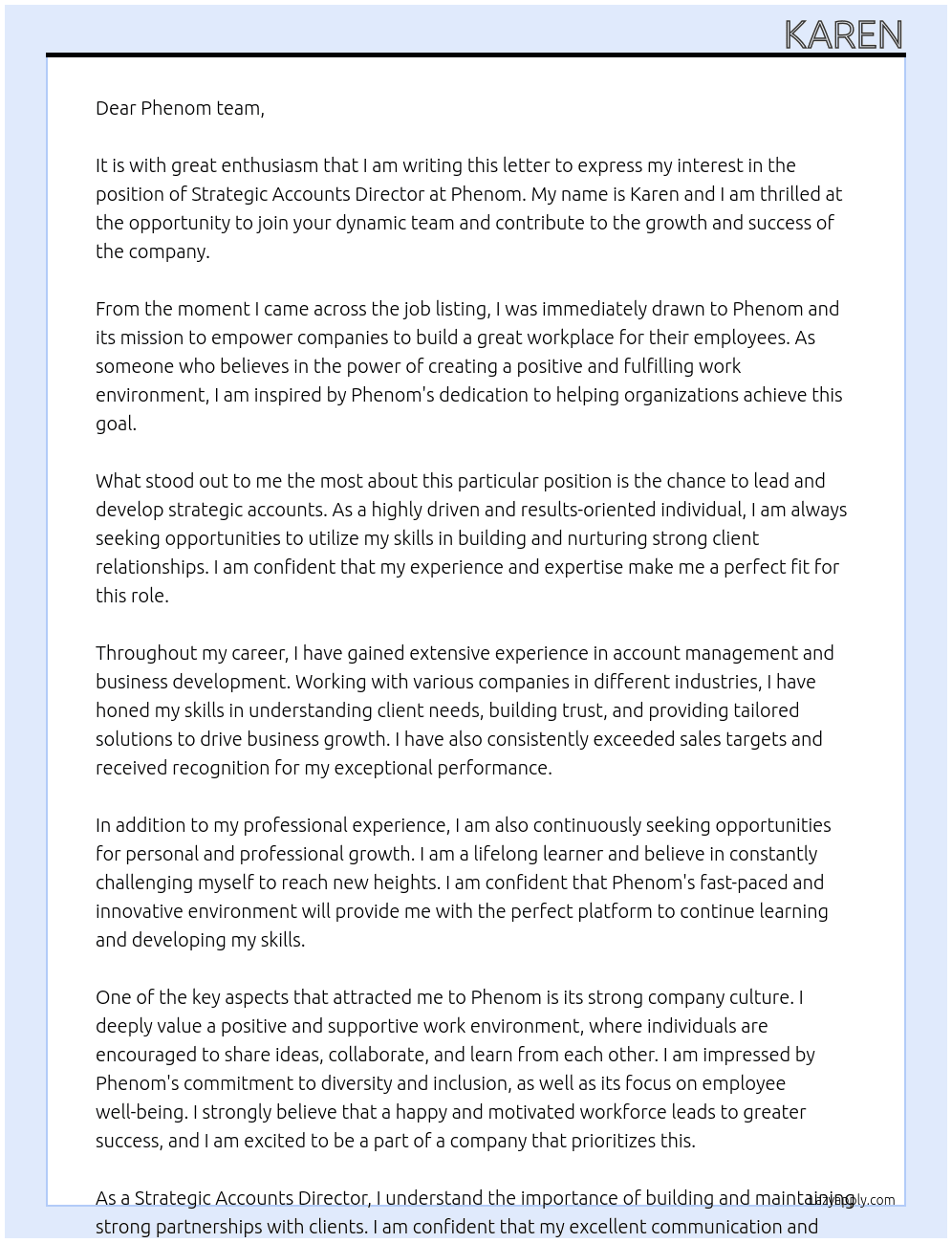 Strategic Accounts Director At Phenom Cover Letter