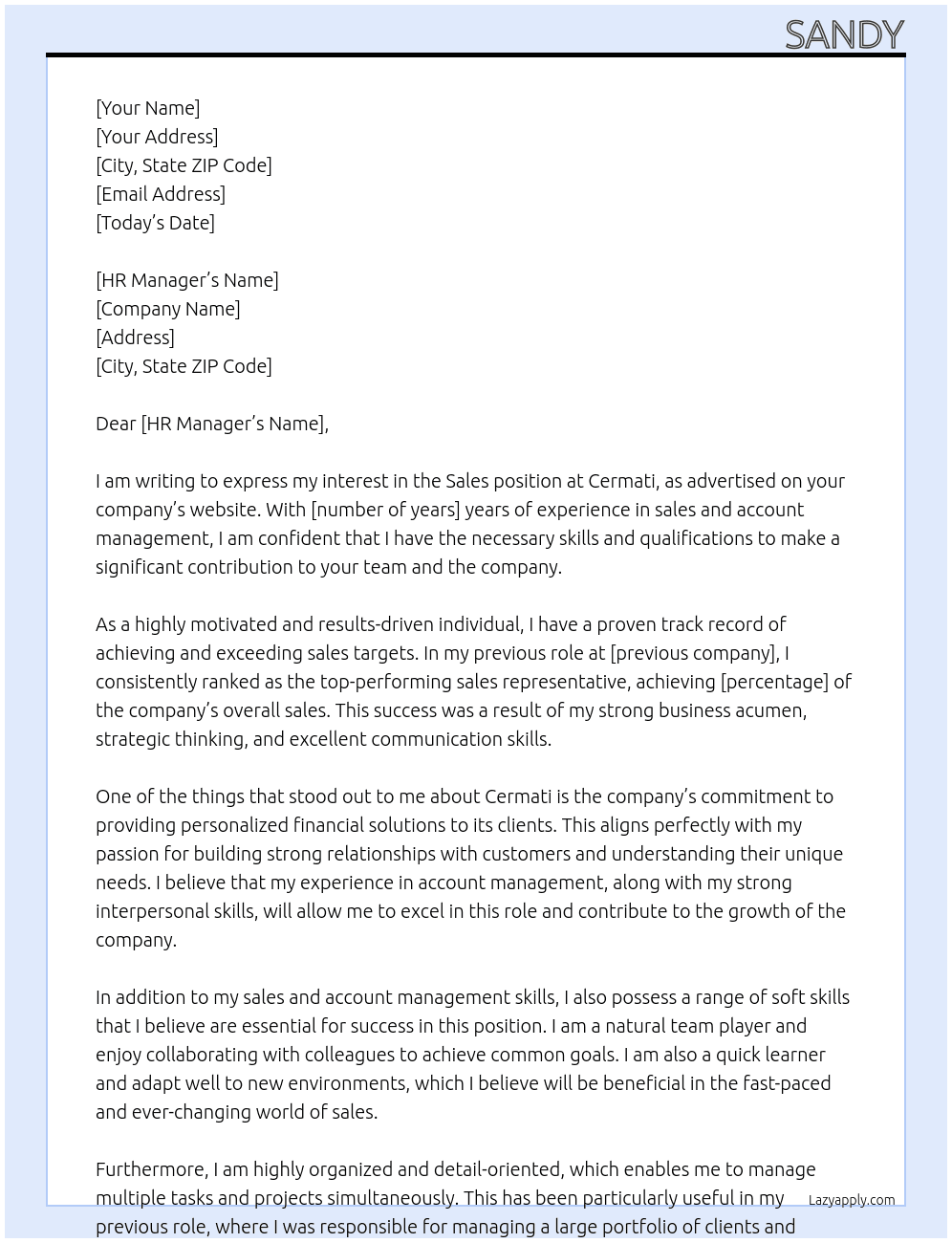 Sales At Cermati Cover Letter