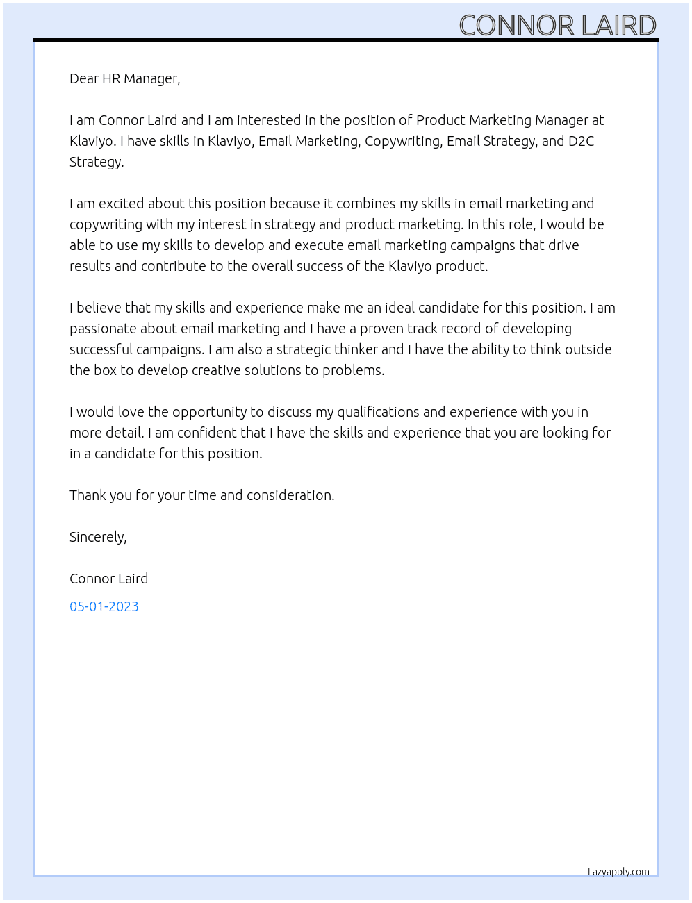 Product Marketing Manager At Klaviyo Cover Letter