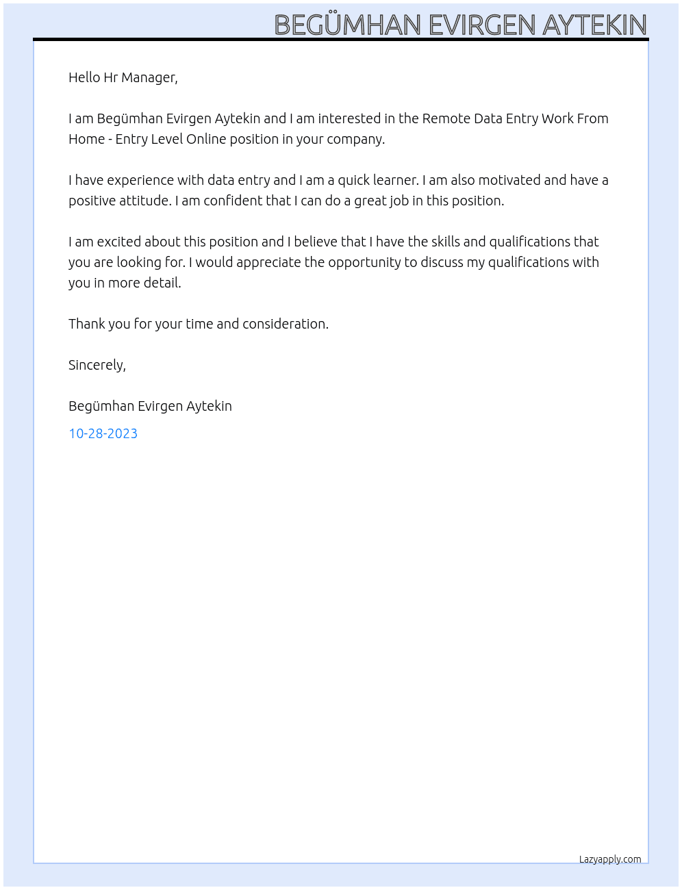 Remote Data Entry Work From Home - Entry Level Online At Focus Group Pannel Cover Letter