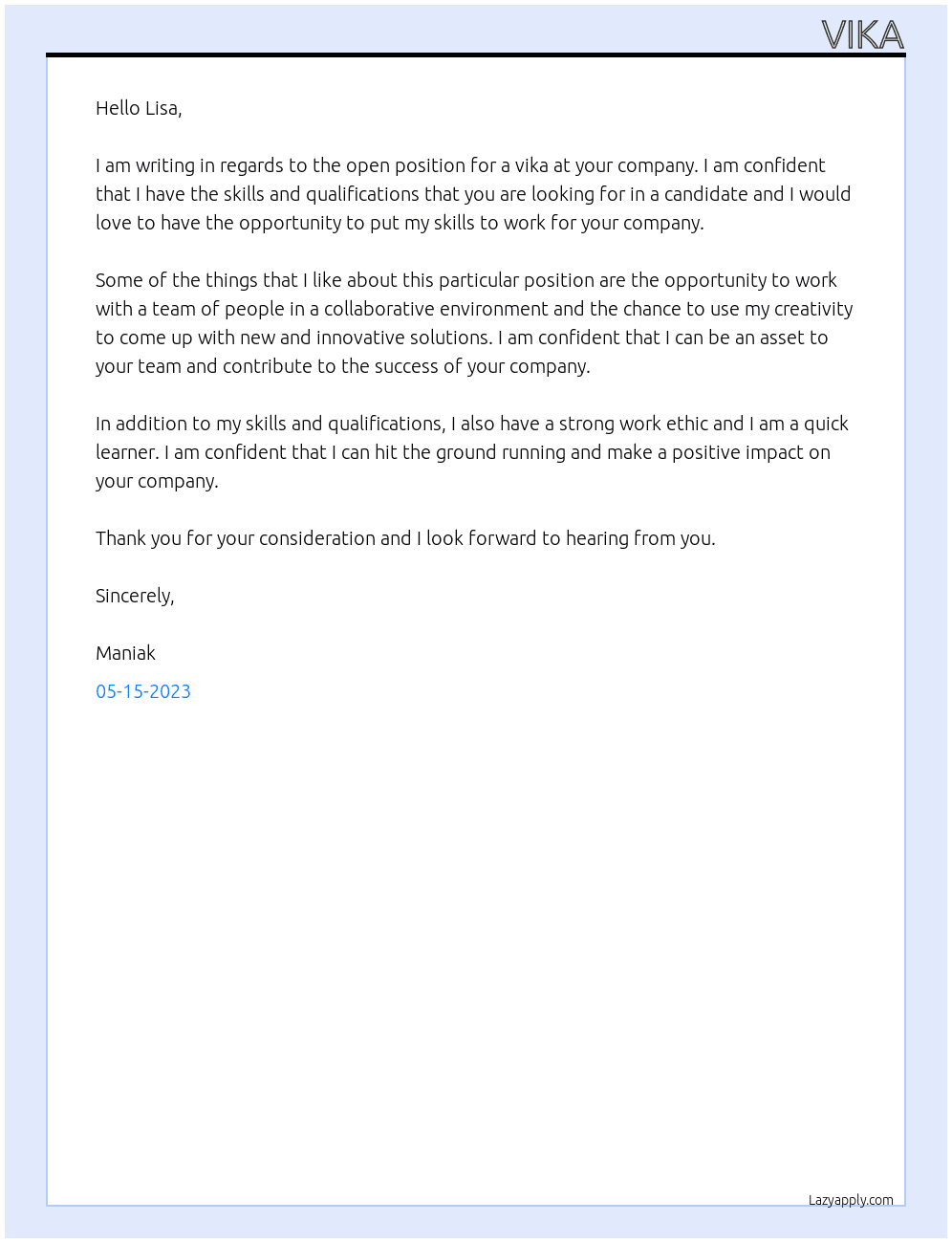 vika At lisa Cover Letter