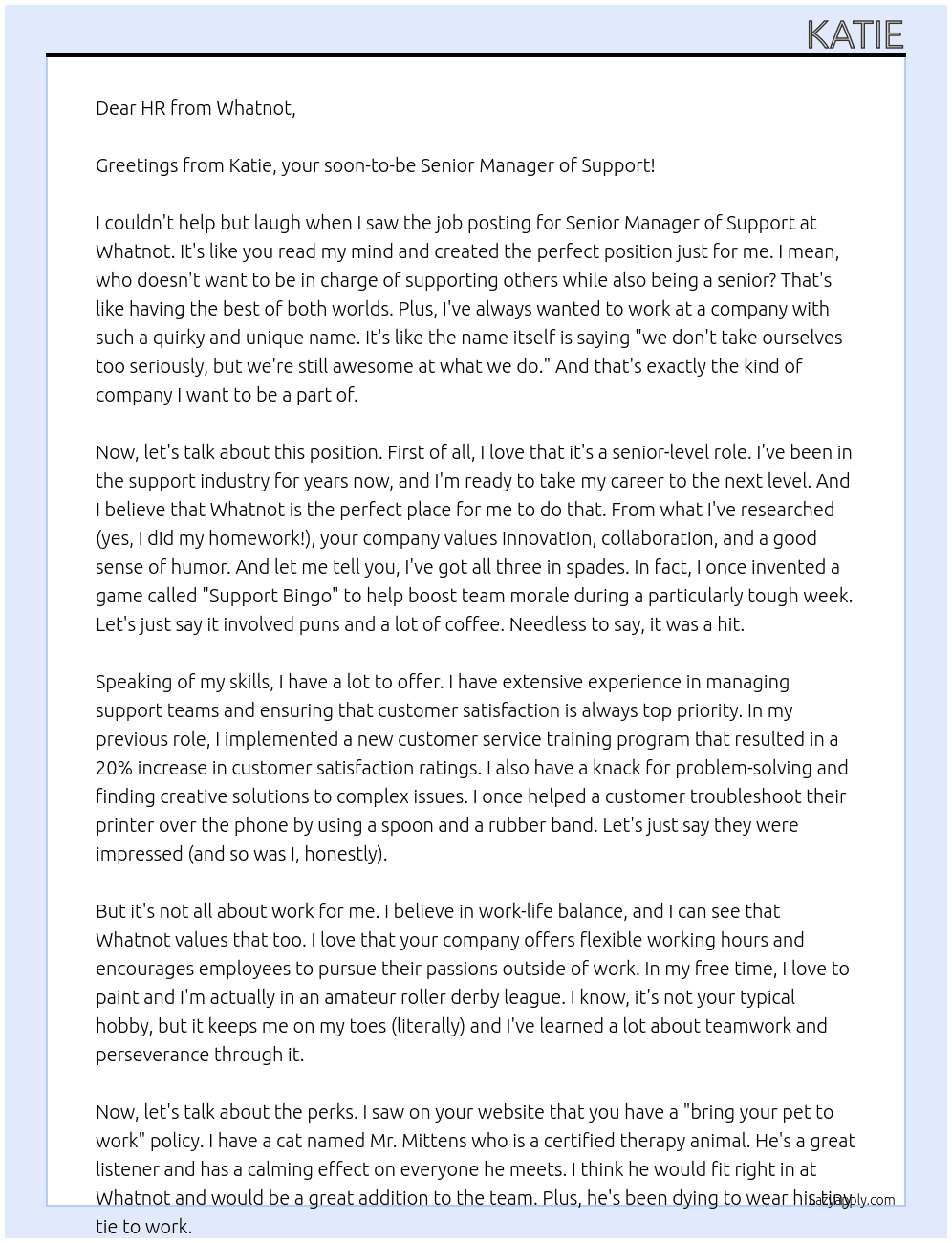 Senior Manager, Support At Whatnot Cover Letter