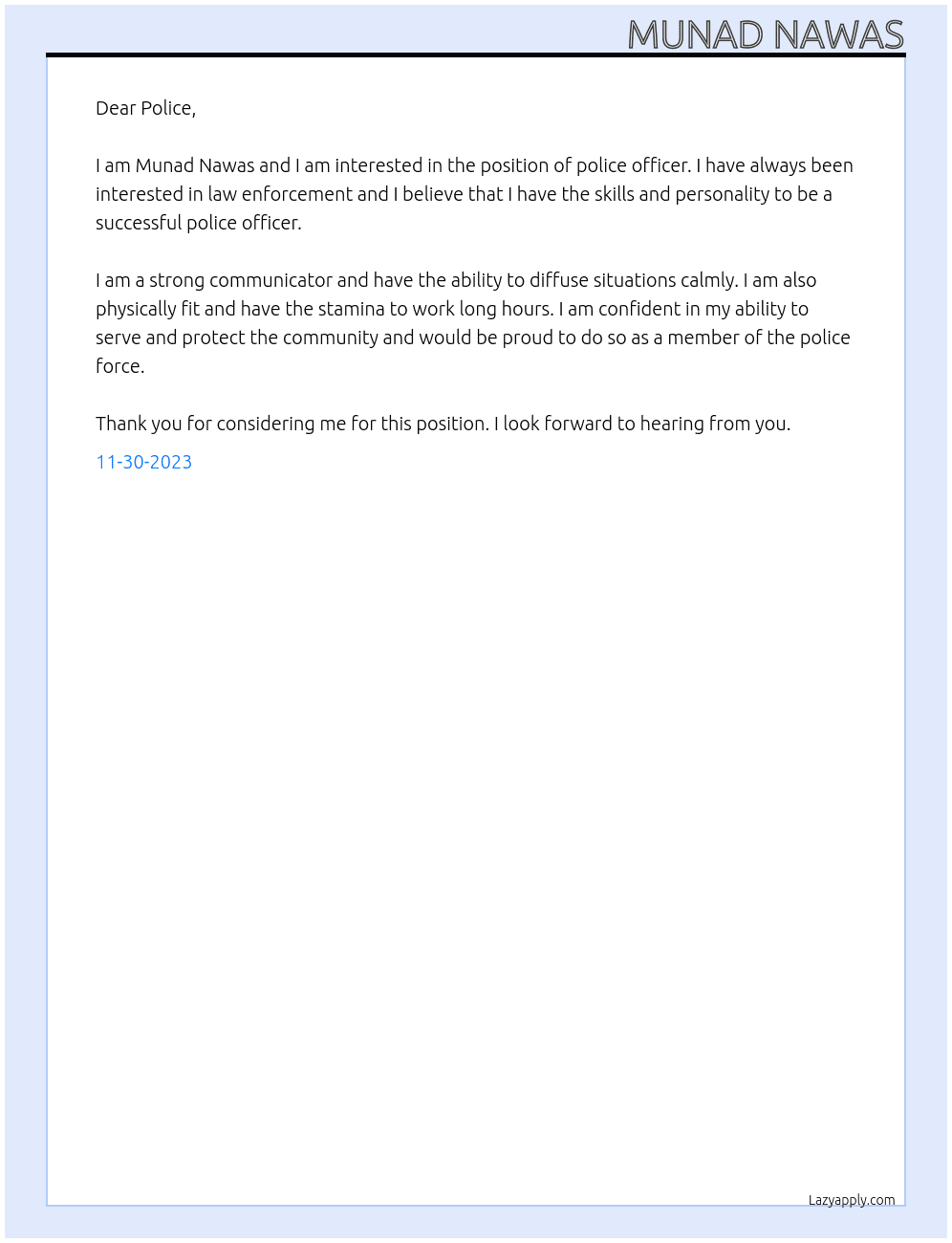 Police  At Police  Cover Letter