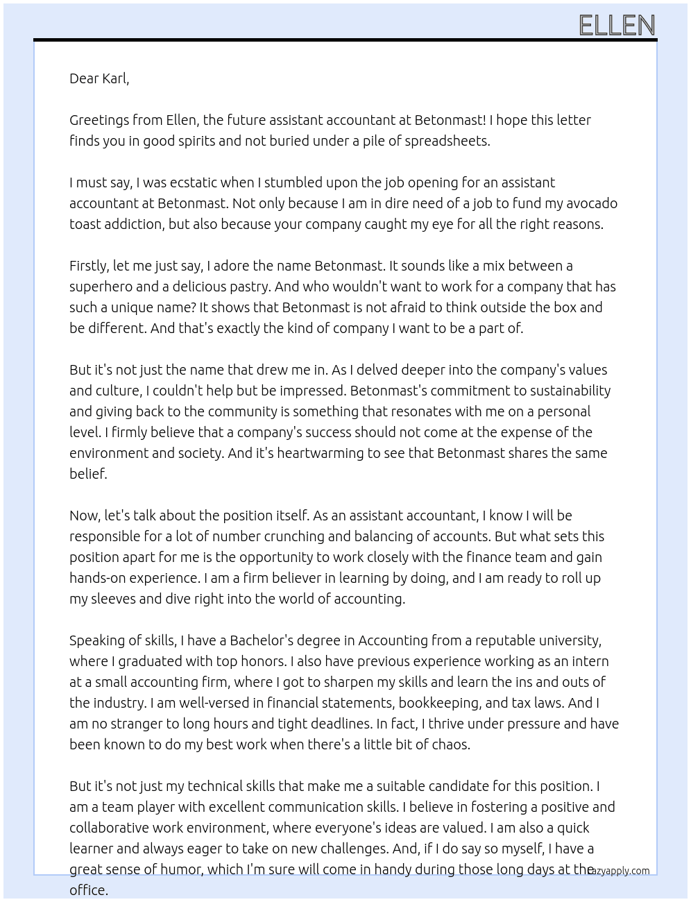 accountant At betonmast Cover Letter