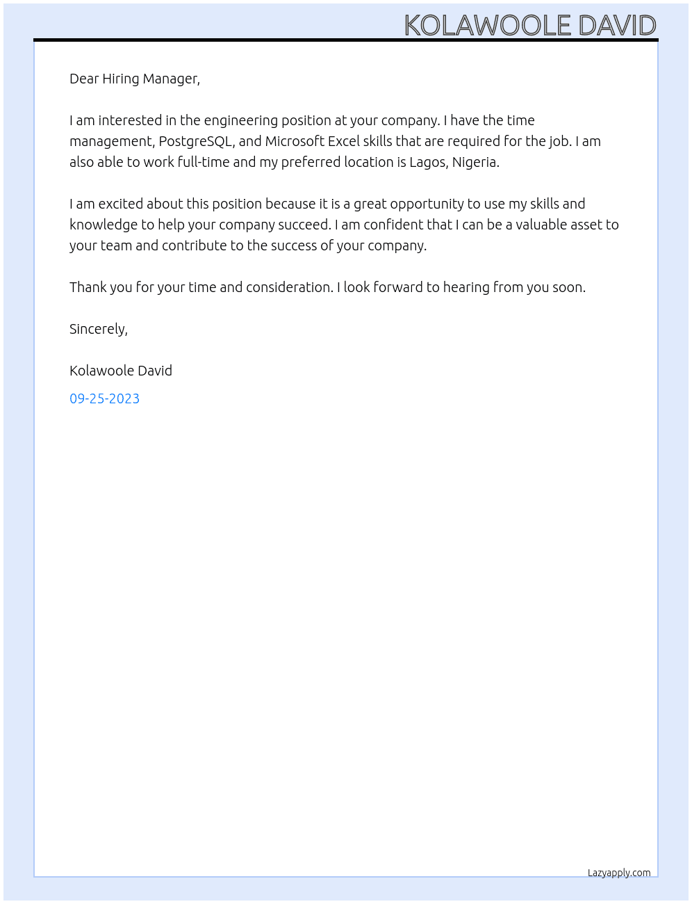 Engineering Students  At Exonmobil Cover Letter