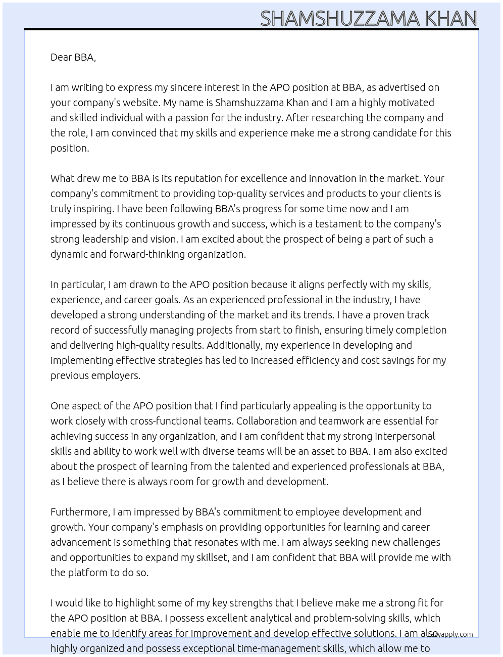 APO At BBA Cover Letter