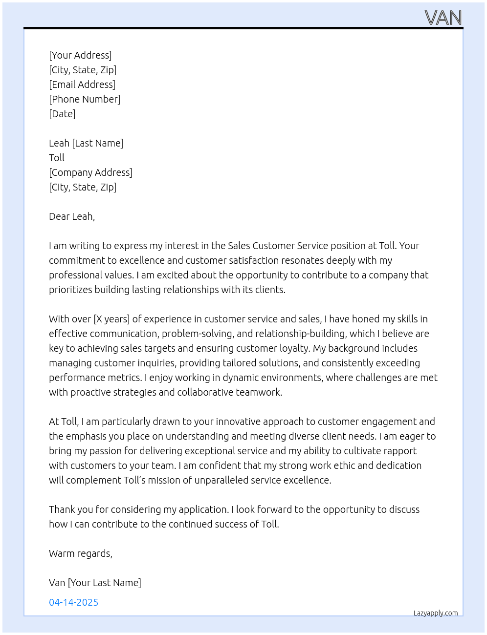 Cover letter for sale customer service - LazyApply