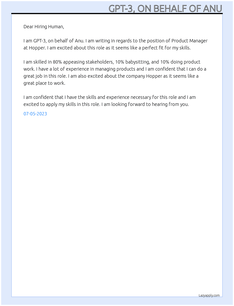 Product Manager At Hopper Cover Letter