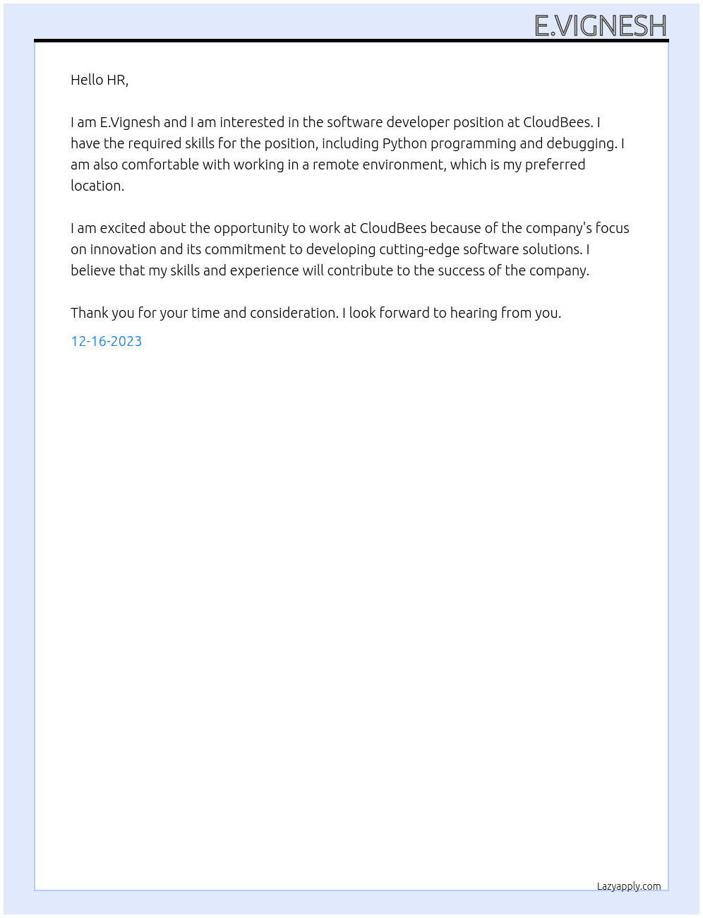 Software developer  At CloudBees Cover Letter