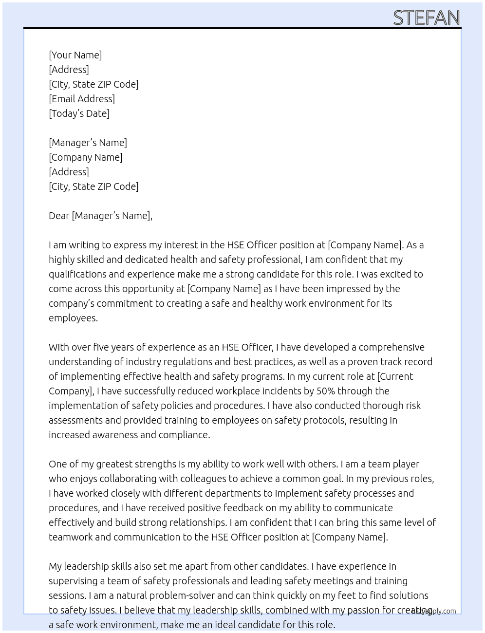 hse officer At digicel Cover Letter