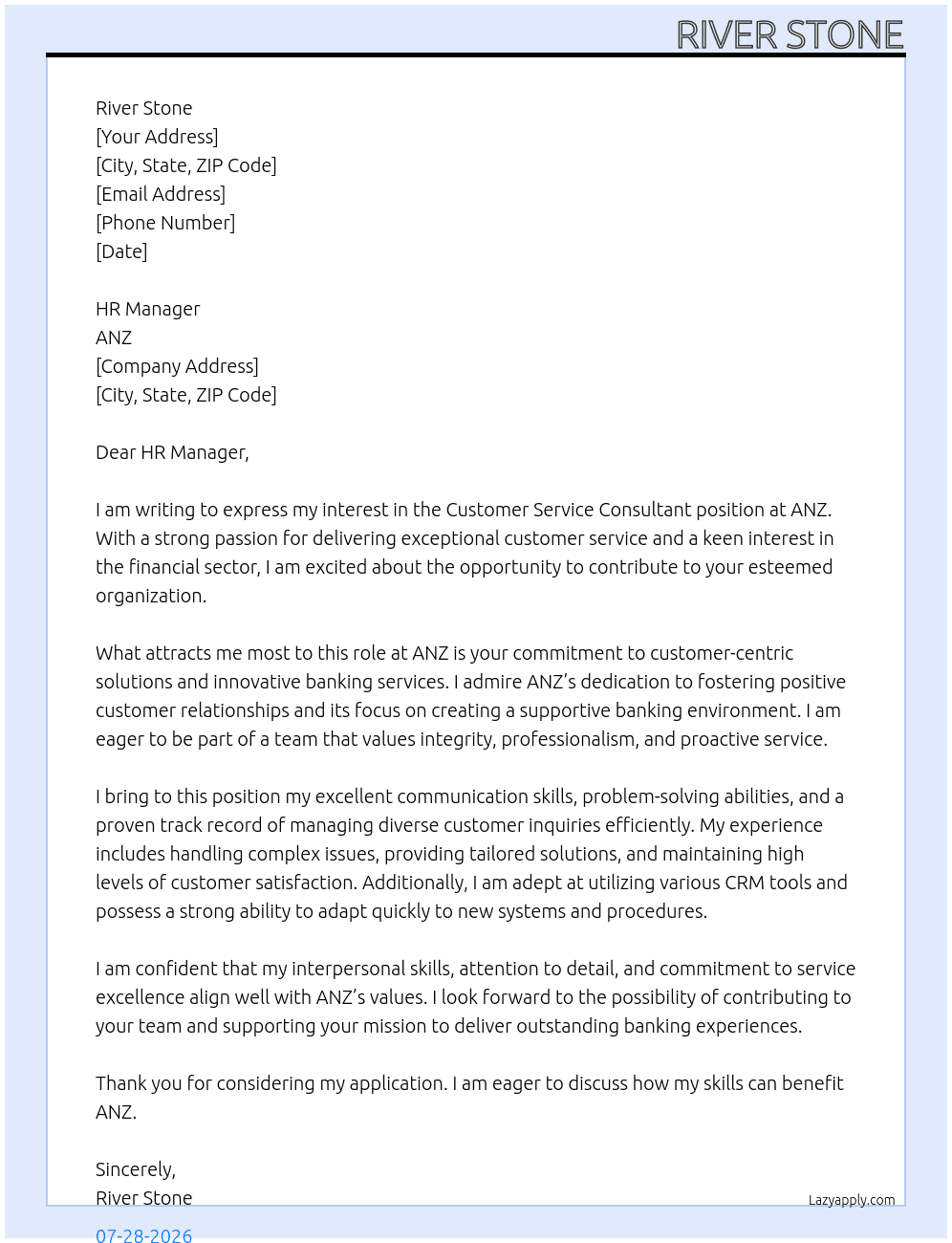 Cover letter for custome service consultant - LazyApply