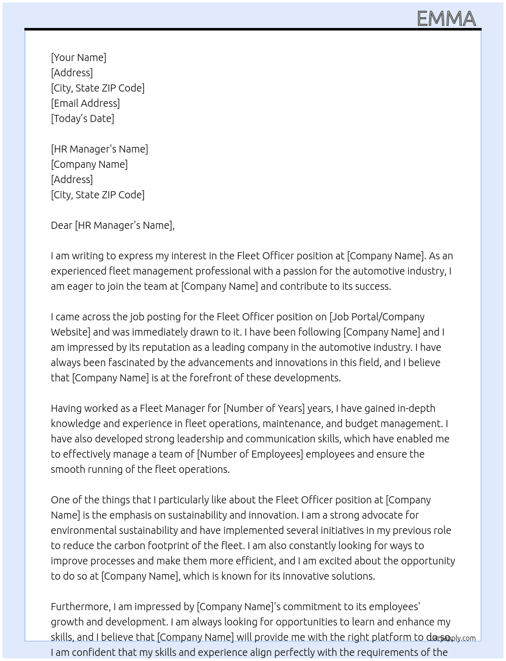 fleet officer At sol Cover Letter