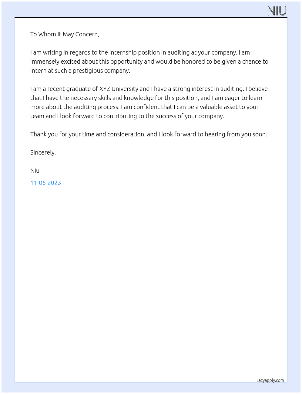 internship in auditing At poluin Cover Letter