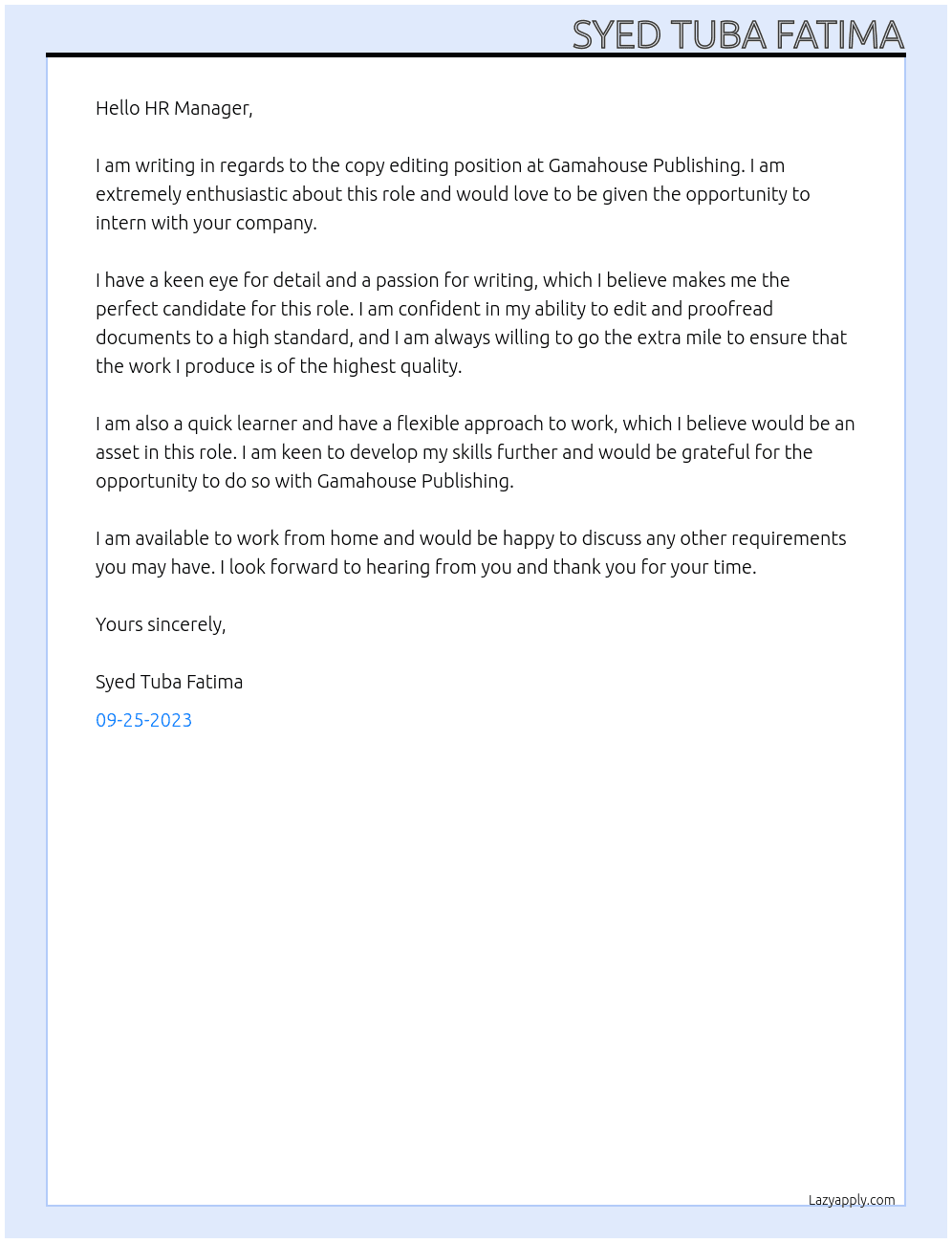copy editing At Gamahouse Publishing Cover Letter