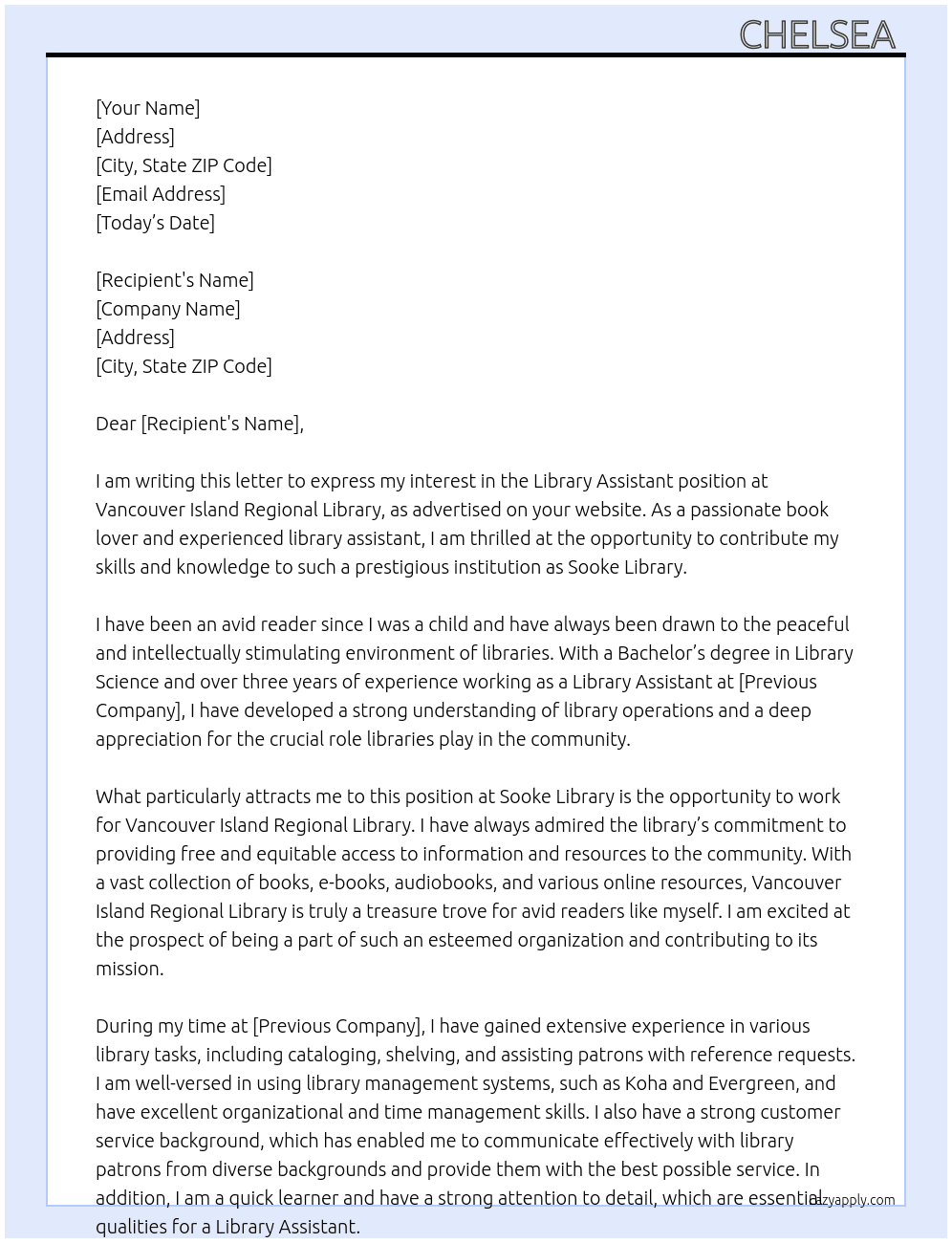 Library assistant  At Vancouver island regional library  Cover Letter