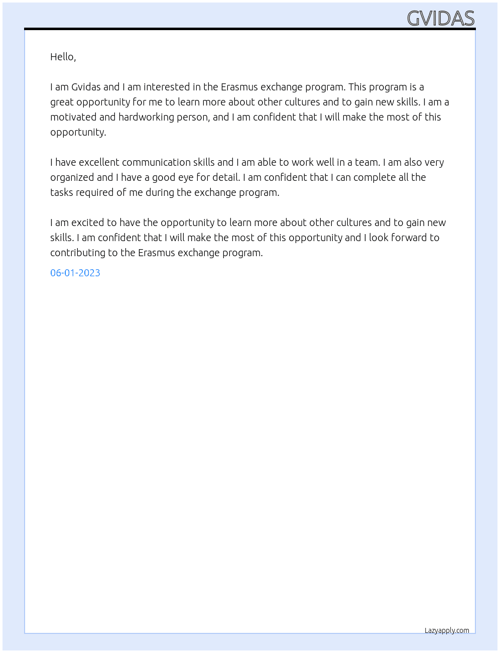 Esasmus exchange program At Erasmus Cover Letter