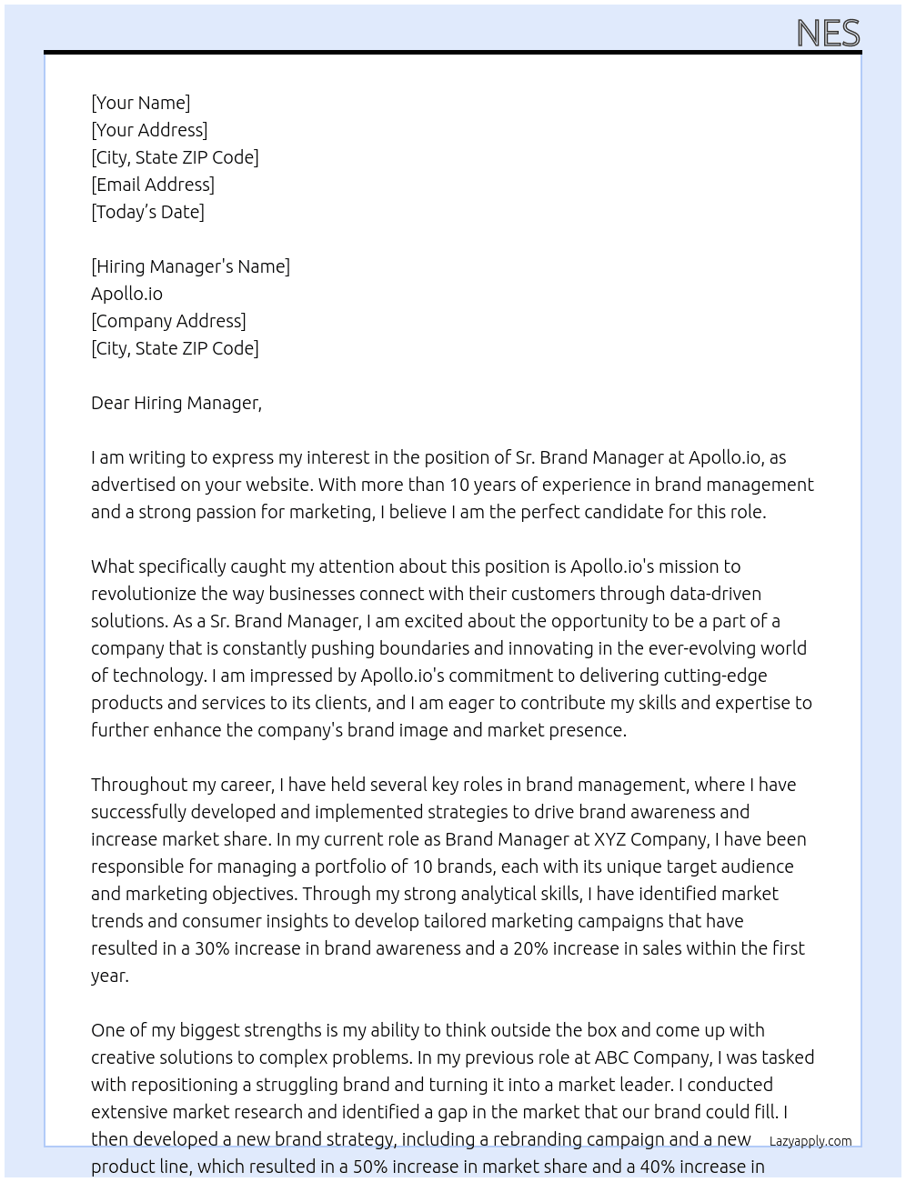Sr. Brand Manager At Apollo.io Cover Letter
