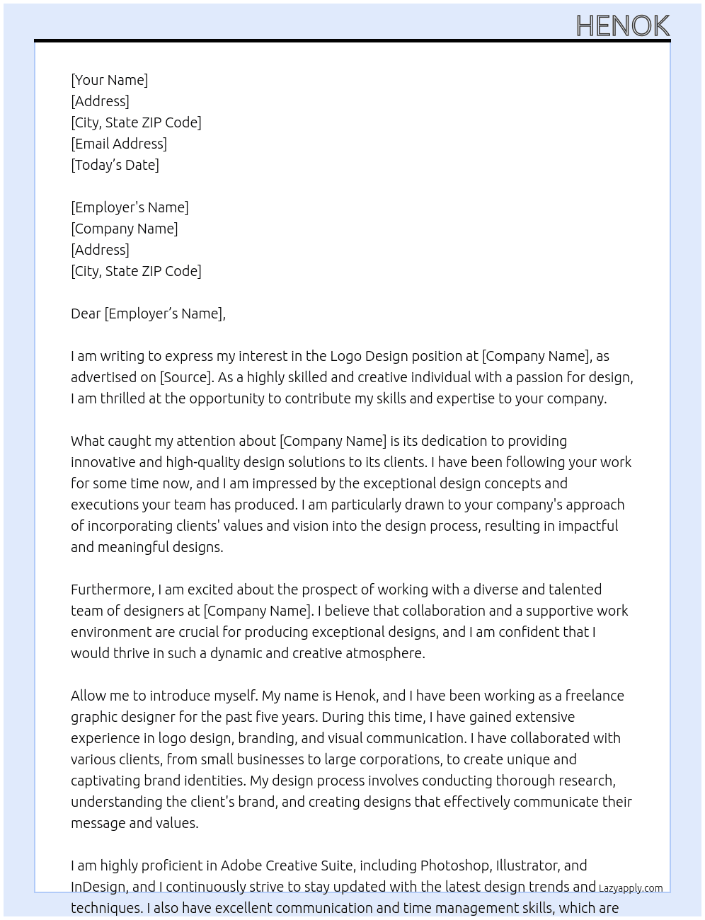 logo design At ... Cover Letter