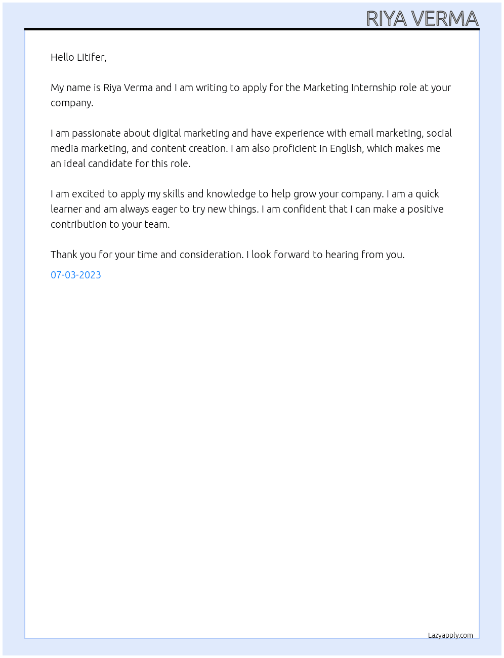 Marketing At Litifer Cover Letter