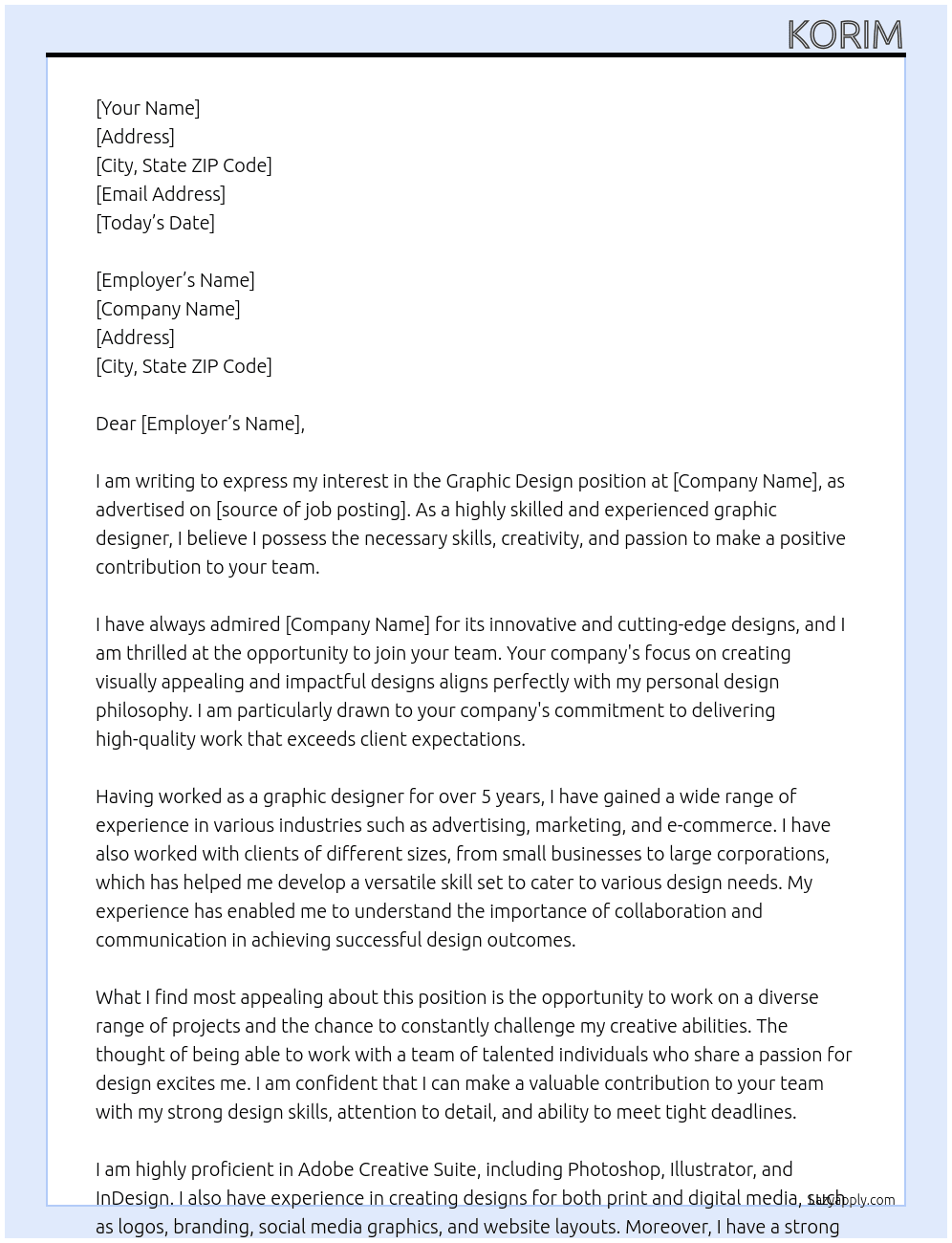 Graphic design  At Graphic design  Cover Letter