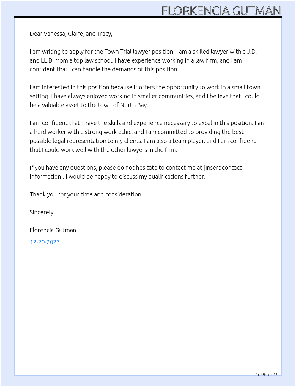 Town Trial lawyer At Town Trail Lawyer Cover Letter