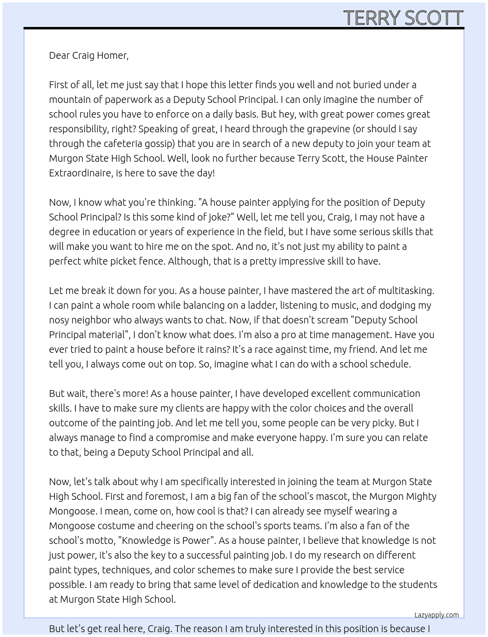 Deputy school principal At Murgon State High School Cover Letter