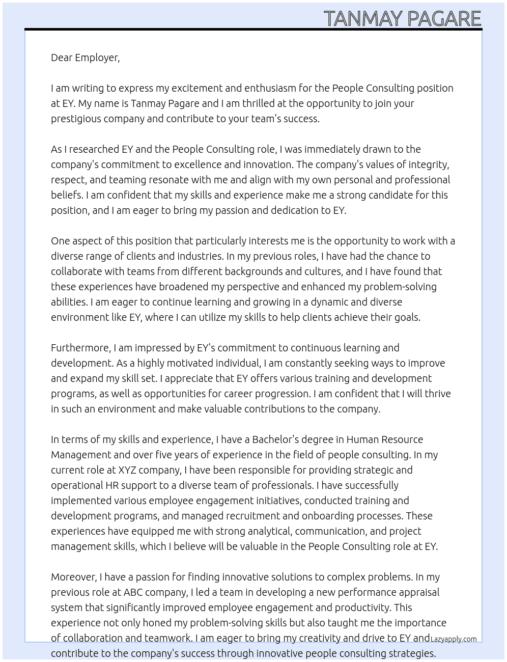 Cover letter for people consulting - LazyApply