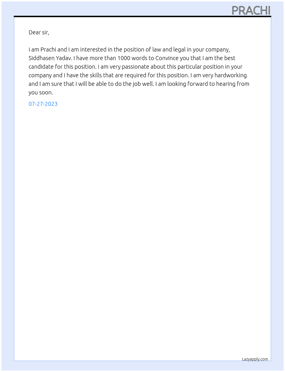 law and legal  At Siddhasen Yadav Cover Letter