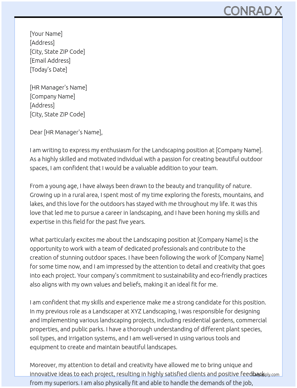 Landscaping At LAndscaping Cover Letter