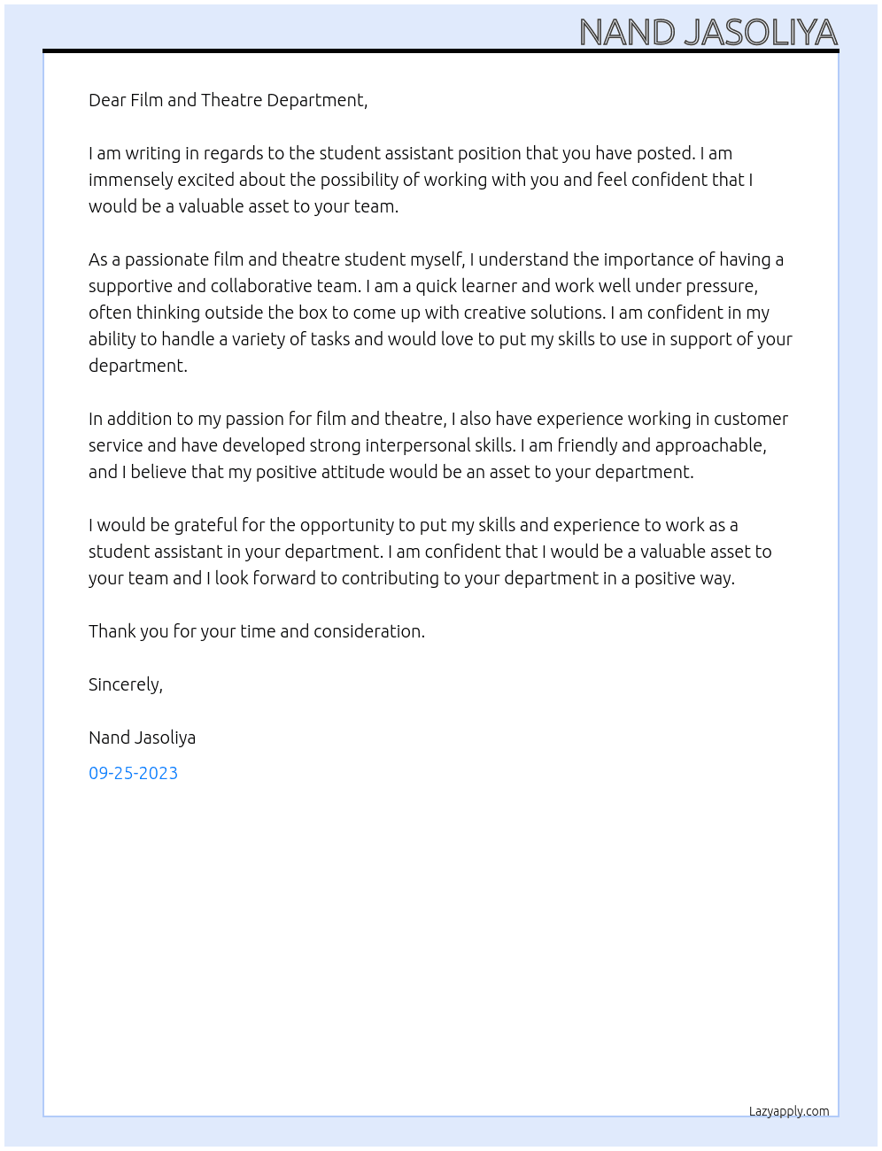 Student Assistant At San Jose State University Cover Letter