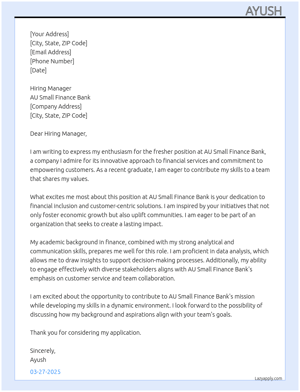 Fresher At Those I like Cover Letter