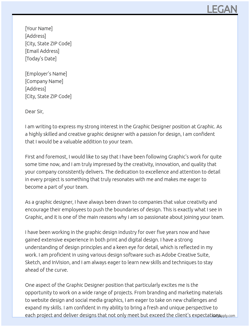 Graphic Designer  At Graphic Cover Letter