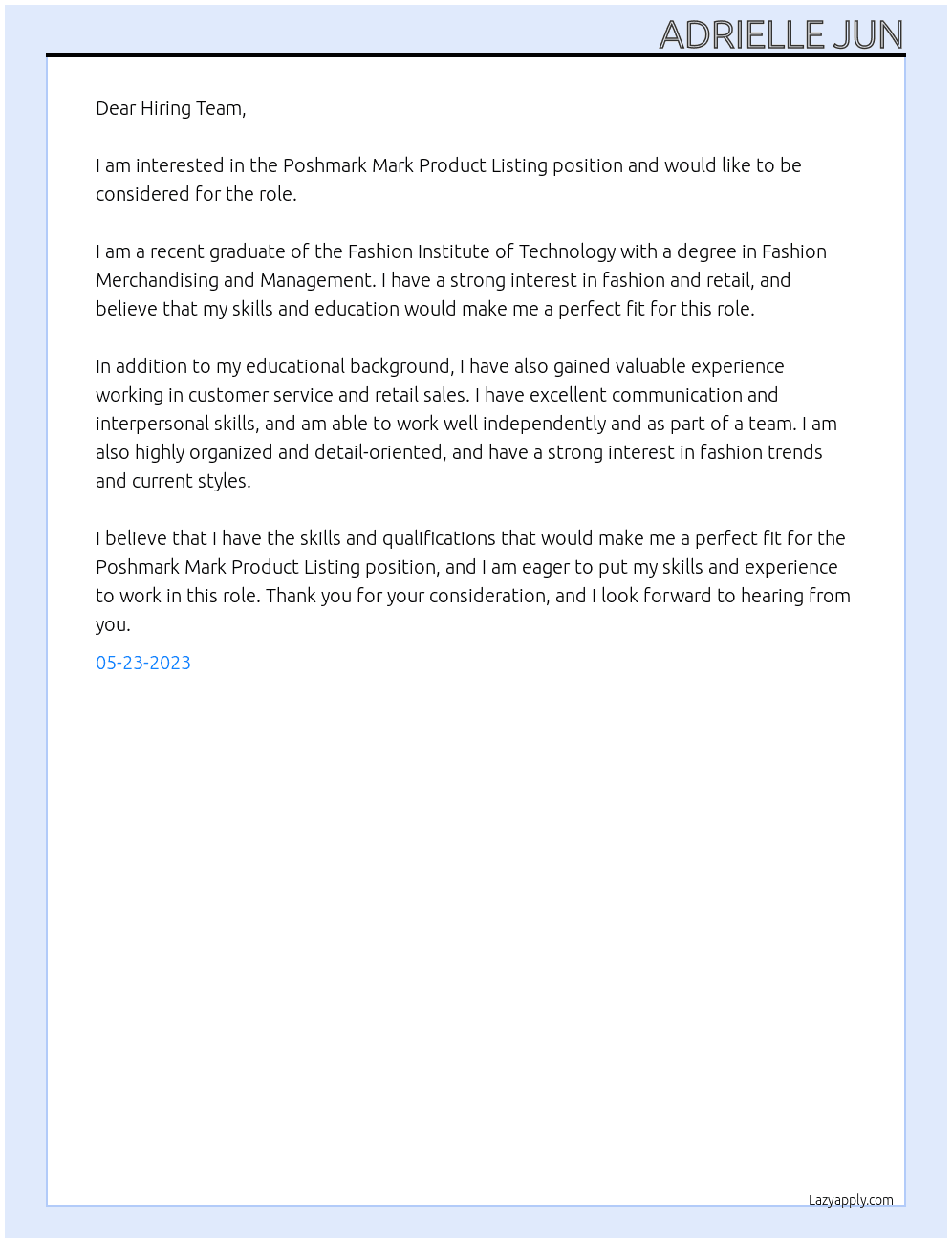 Poshmark Mark Product Listing At Posh Mark Product Listing Cover Letter