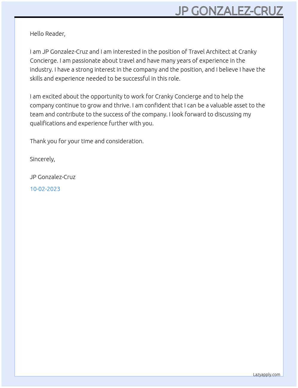 Travel Architect At Cranky Concierge Cover Letter