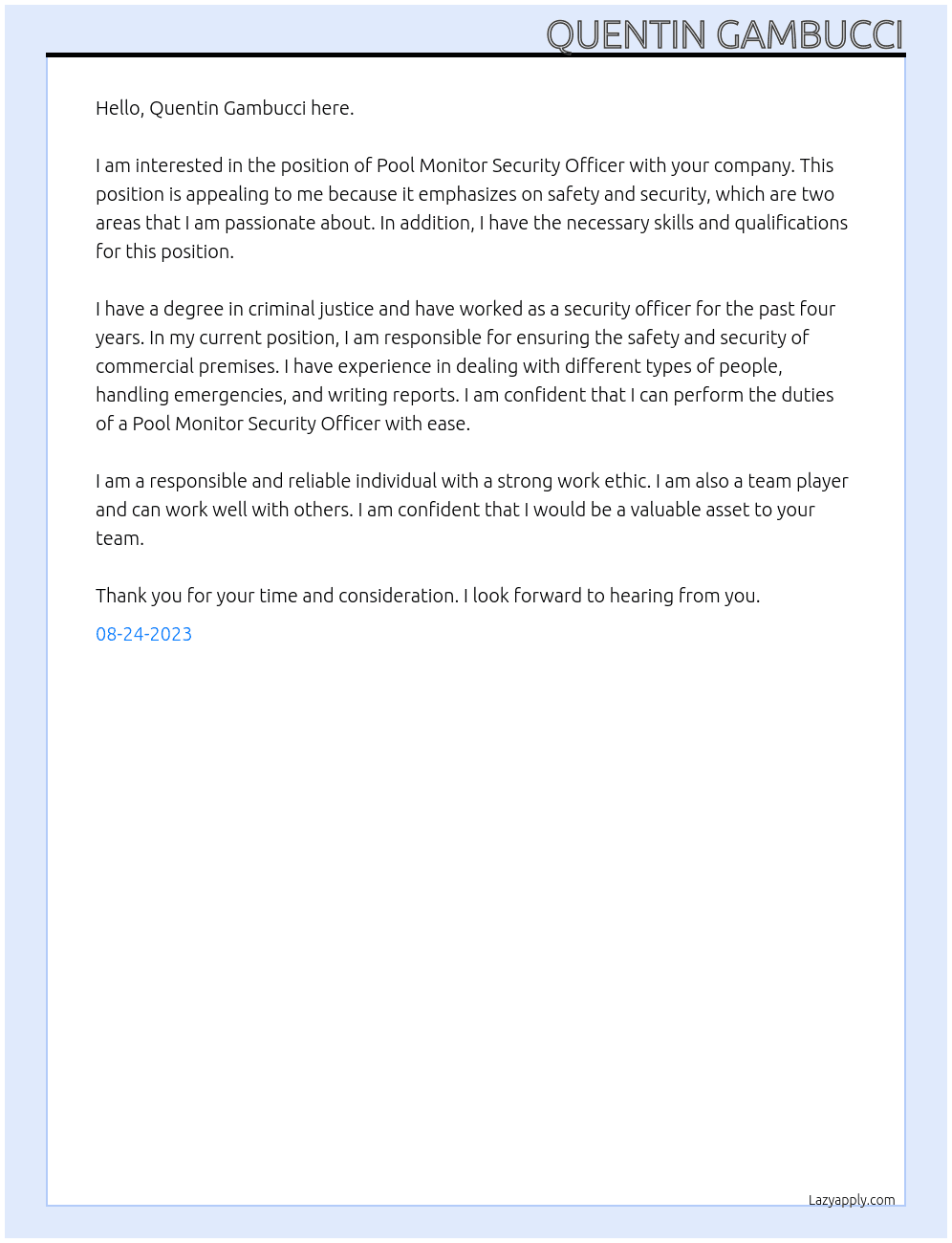 Pool Monitor At yes Cover Letter