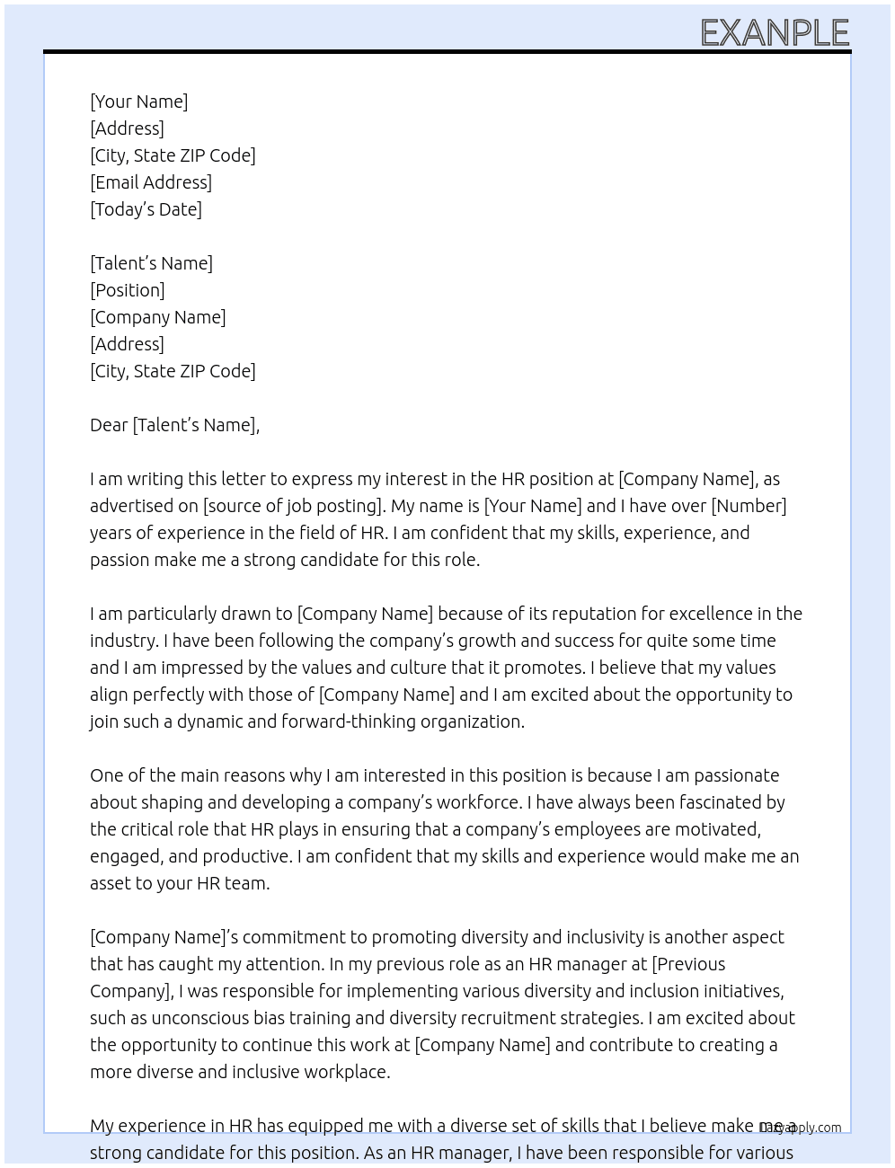 HR  At company Cover Letter