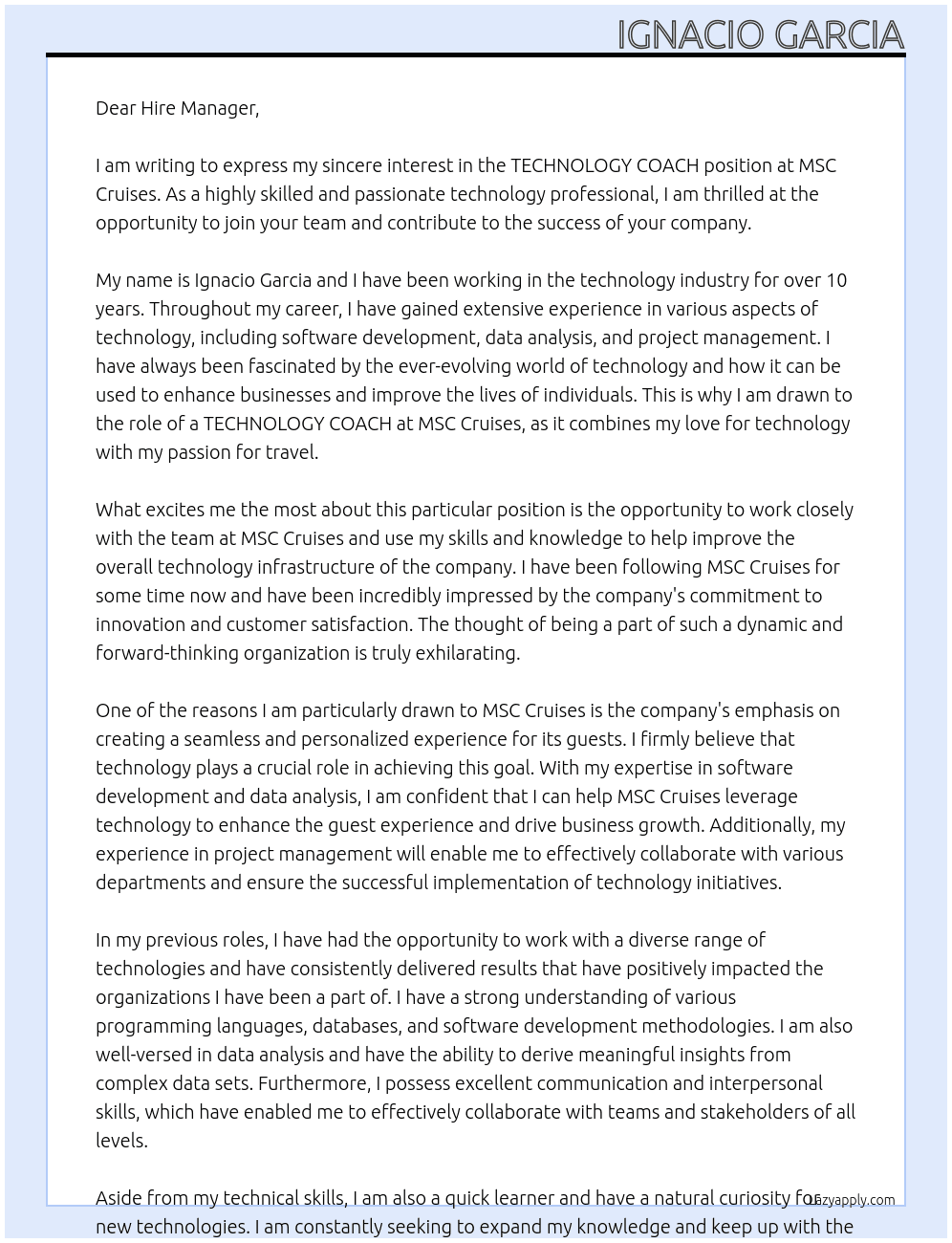 Cover letter for technology coach - LazyApply